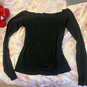 Brandy Melville Off the Shoulder black long sleeve top